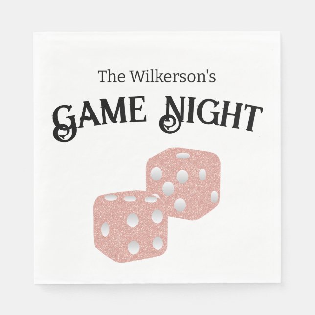 Serviette En Papier Jeu Nuit Rose Parties scintillant Dice (Devant)