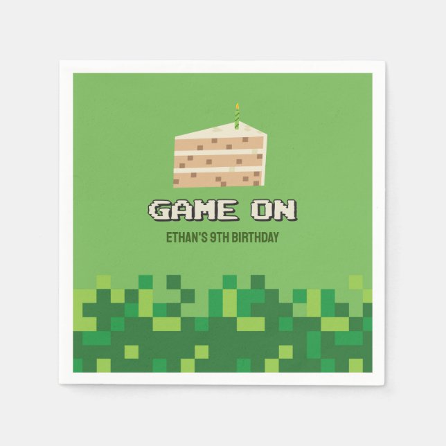 Serviette En Papier Jeu Pixelé Sur Invitation Anniversaire de enfant (Devant)