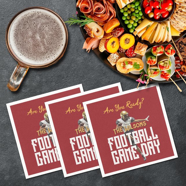 Serviette En Papier Jeu sur le joueur de football sur rouge (Game on football player on red cocktail napkins)
