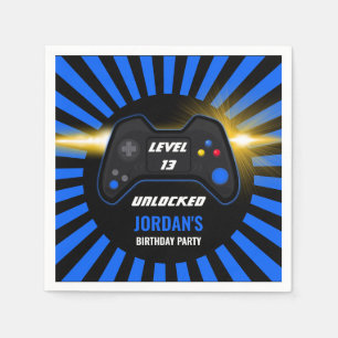 Serviette En Papier Jeu Vidéo Bleu Anniversaire serviettes
