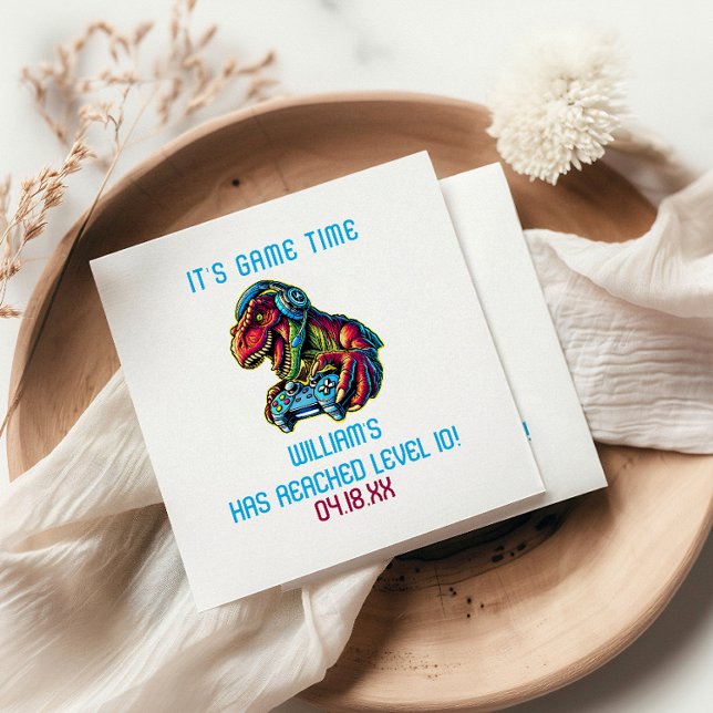 Serviette En Papier Jeu Vidéo Dinosaur Jeu Anniversaire (Créateur téléchargé)