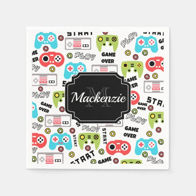 Serviette En Papier Jeu vidéo Retro (Devant)