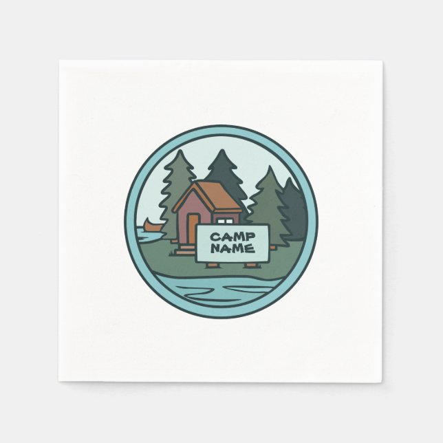 Serviette En Papier Jeune camp d'été île cabine avec panneau personnal (Devant)