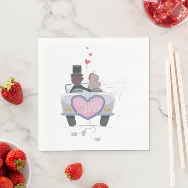 Serviette En Papier Jeune couple nouvellement marié qui s'en va (En situation)