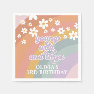 Serviette En Papier Jeune sauvage et trois serviettes arc-en-ciel rétr