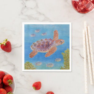 Serviette En Papier Jeune tortue marine caouanne
