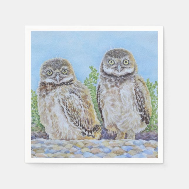 Serviette En Papier Jeunes Hiboux Terriers (Devant)