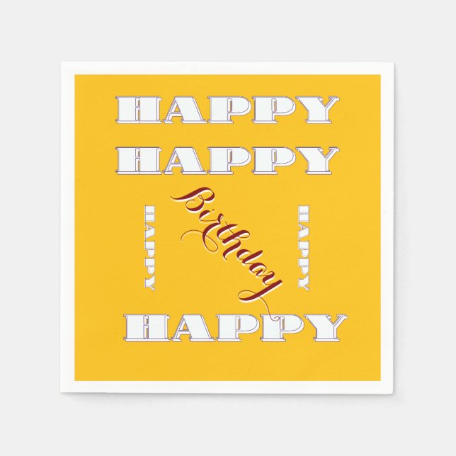 Serviette En Papier JEUX anniversaire Jaune (Devant)