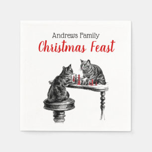 Serviette En Papier Jeux de société Deux chats jouant aux échecs Match