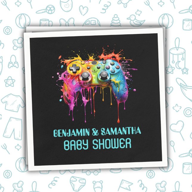 Serviette En Papier Jeux vidéo Baby shower Blue Boy (Créateur téléchargé)