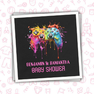 Serviette En Papier Jeux Vidéo Baby shower fille rose