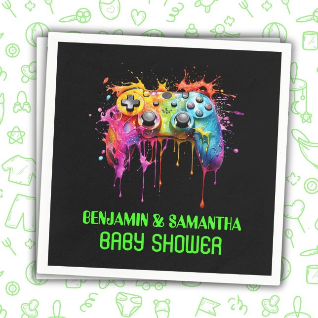 Serviette En Papier Jeux vidéo Baby shower neutre (Créateur téléchargé)