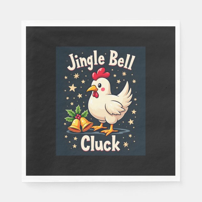Serviette En Papier Jingle Bell Cluck Chicken (Devant)