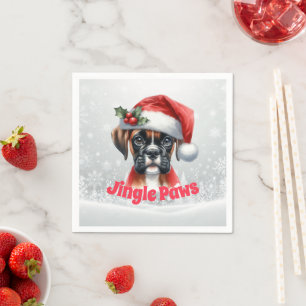 Serviette En Papier Jingle Paws et Boxer Dog Joy