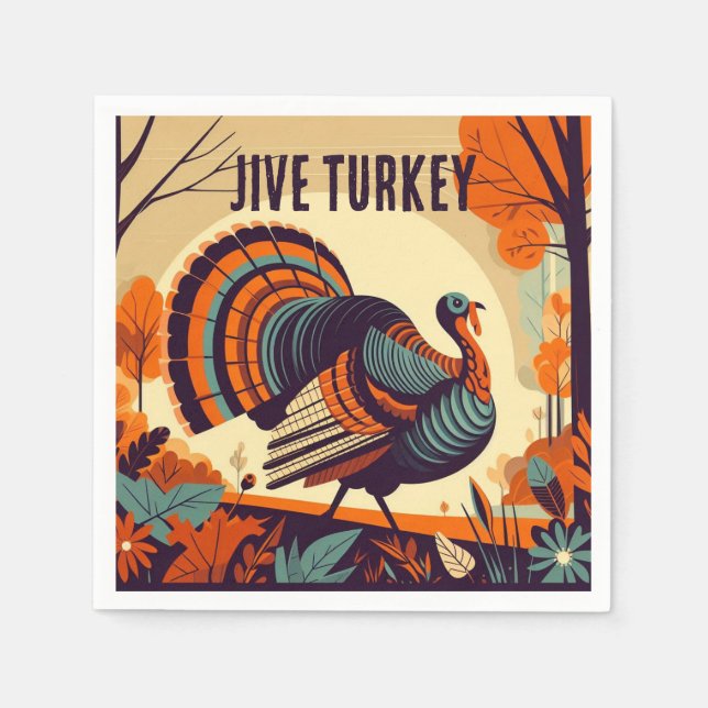 Serviette En Papier Jive Turquie - Mi-Siècle Thanksgiving Napkin (Devant)