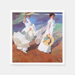 Serviette En Papier Joaquin Sorolla Femmes Promenade Plage
