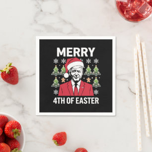 Serviette En Papier Joe Biden Noël Chapeau de Père Noël Joyeux 4ème de