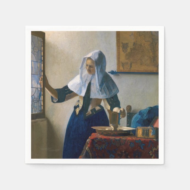 Serviette En Papier Johannes Vermeer - Femme avec un lanceur d'eau (Devant)