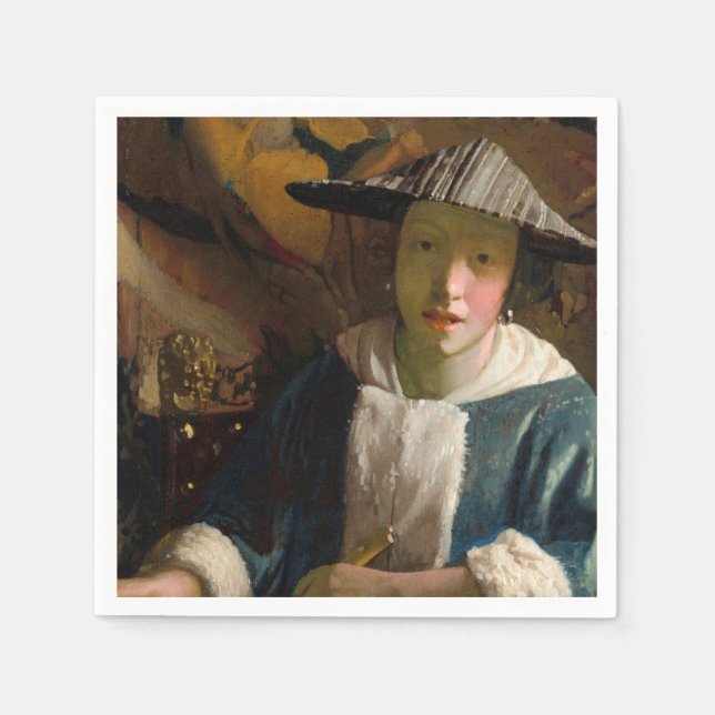 Serviette En Papier Johannes Vermeer - Fille avec une Flûte (Devant)