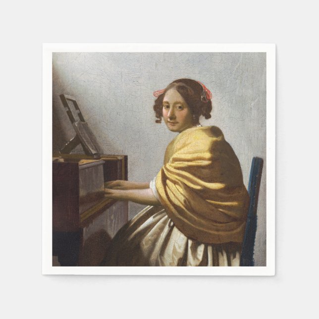 Serviette En Papier Johannes Vermeer - Jeune femme assise à Virginal (Devant)