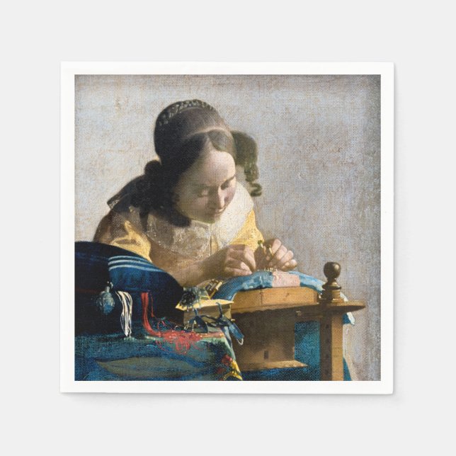 Serviette En Papier Johannes Vermeer - Le Lacemaker (Devant)