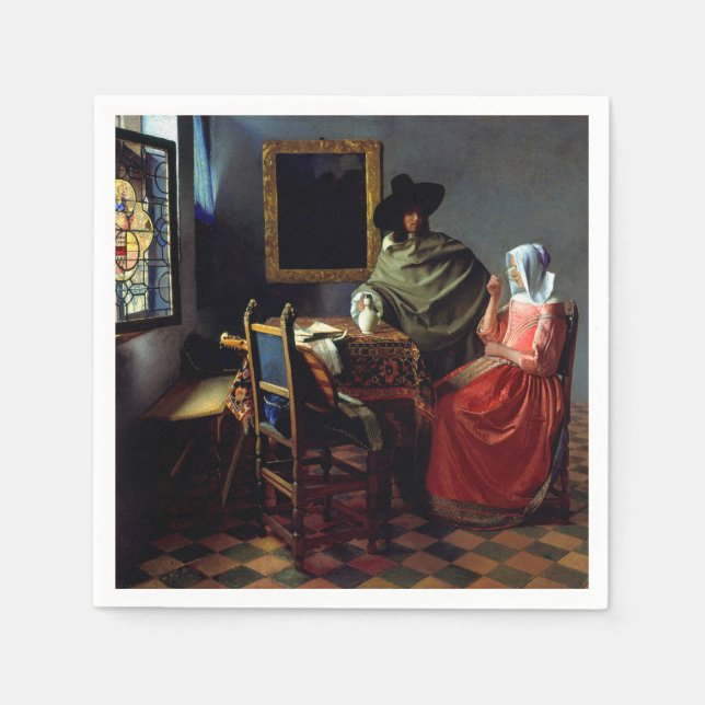 Serviette En Papier Johannes Vermeer - Le verre du vin (Devant)