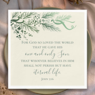 Serviette En Papier John 3:16 Personnalisé Sage moderne Vert Noël
