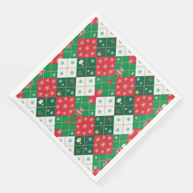 Serviette En Papier Joie festive d'Argyle pour Noël (Coin)
