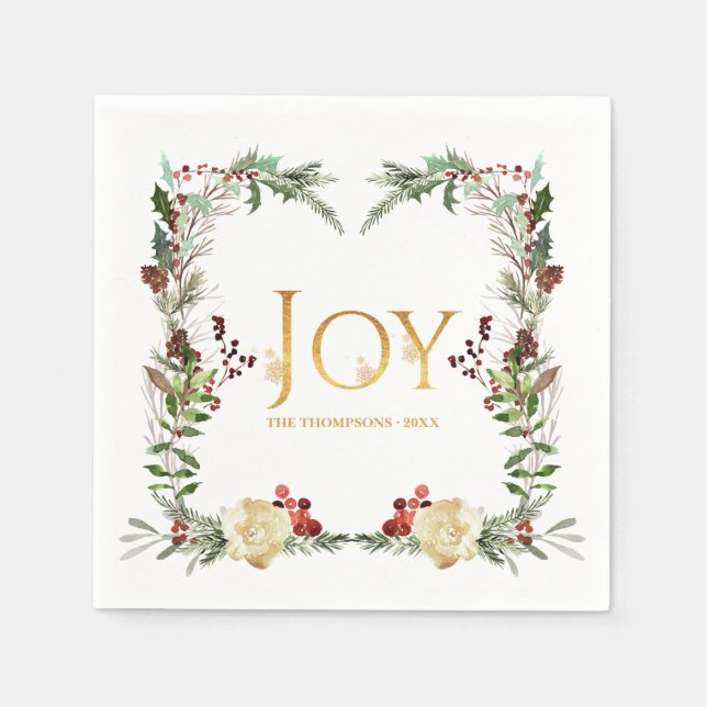 Serviette En Papier Joie rustique de Noël en hiver (Devant)