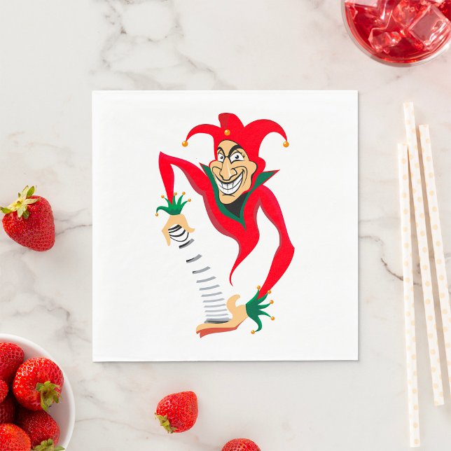 Serviette En Papier Joker Jester Grinning avec Jack-in-the-Box (Créateur téléchargé)