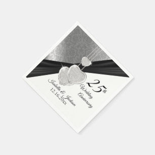 Serviette En Papier Joli 25ème anniversaire Mariage d'argent