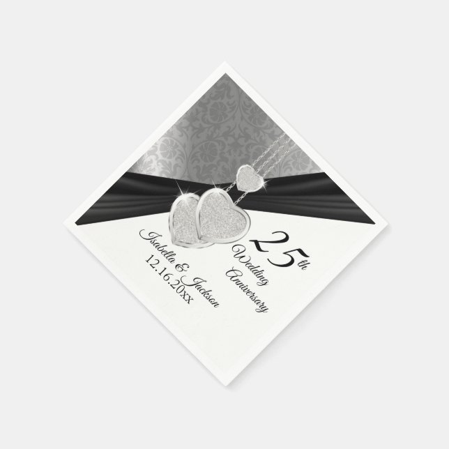 Serviette En Papier Joli 25ème anniversaire Mariage d'argent (Coin)