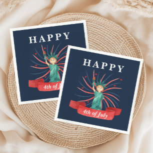 Serviette En Papier Joli 4 juillet rouge blanc et bleu patriotique