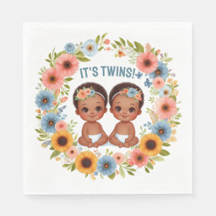 Serviette En Papier Joli African Twin Boys Baby shower Aquarelle