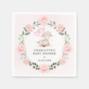 Serviette En Papier Joli agneau Bébé rose Baby shower floral Faveurs