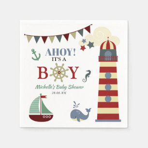 Serviette En Papier Joli Ahoy Nautique ! C'est un Baby shower garçon s