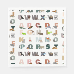 Serviette En Papier Joli Alphabet ABC Animaux