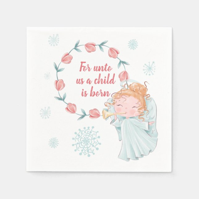Serviette En Papier Joli Ange de Noël (Devant)