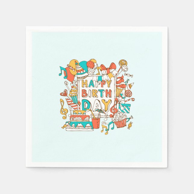 SERVIETTE EN PAPIER JOLI ANNIVERSAIRE (Devant)