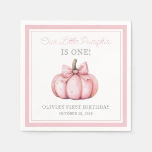 Serviette En Papier Joli Anniversaire Bébé Fille Citrouille Rose Premi
