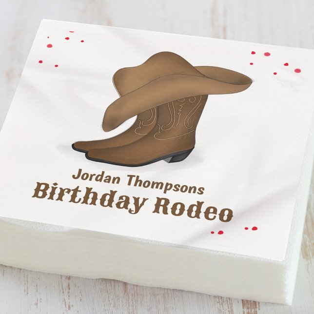 Serviette En Papier Joli Anniversaire Cowboy Rodeo Simple Rouge Bandan (Créateur téléchargé)