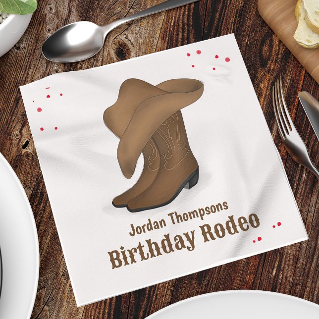 Serviette En Papier Joli Anniversaire Cowboy Rodeo Simple Rouge Bandan (Créateur téléchargé)