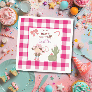 Serviette En Papier Joli Anniversaire de Fille Cowgirl Rose