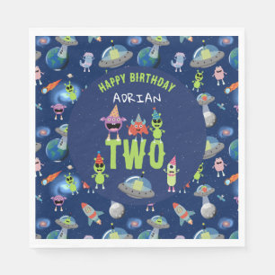 Serviette En Papier Joli Anniversaire Enfant Monstre Alien Espace Nom