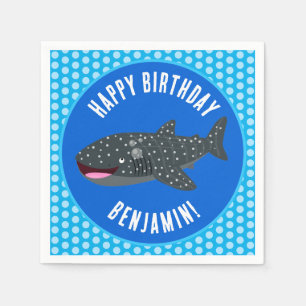 Serviette En Papier Joli anniversaire personnalisé requin baleine joye