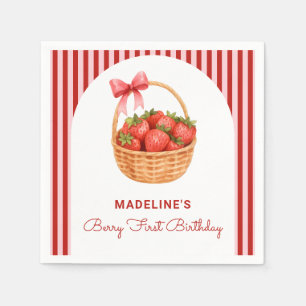Serviette En Papier Joli Anniversaire Premier Berries à Rayures Prépa