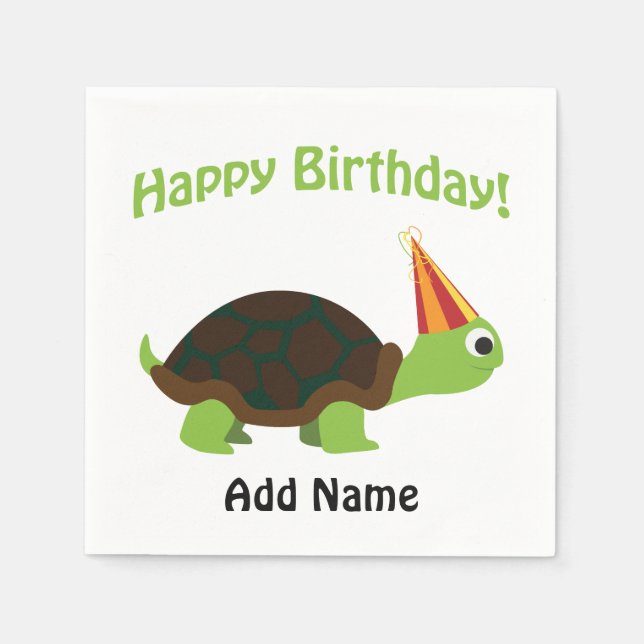 Serviette En Papier Joli anniversaire ! Tortue (Devant)
