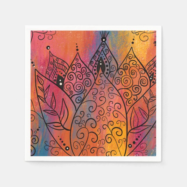 Serviette En Papier Joli Art Floral (Devant)