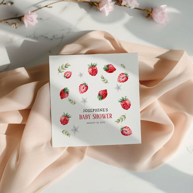 Serviette En Papier Joli Baby shower 'Berry Sweet' aux fraises (Créateur téléchargé)