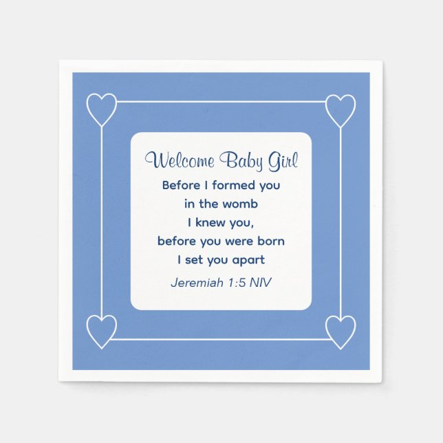Serviette En Papier Joli Baby shower Bible Verse Bleu rayé (Devant)